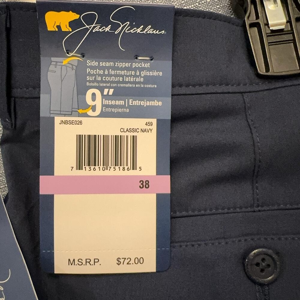 Jack Nicklaus Golf Shorts Mens 38 Navy 9 Inseam Stretch UPF 50 Moisture Wicking - Picture 5 of 8